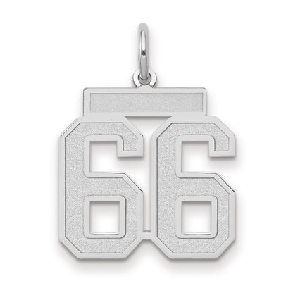 14k White Goldw Medium Satin Number 66 Charm