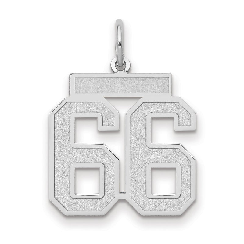 14k White Goldw Medium Satin Number 66 Charm