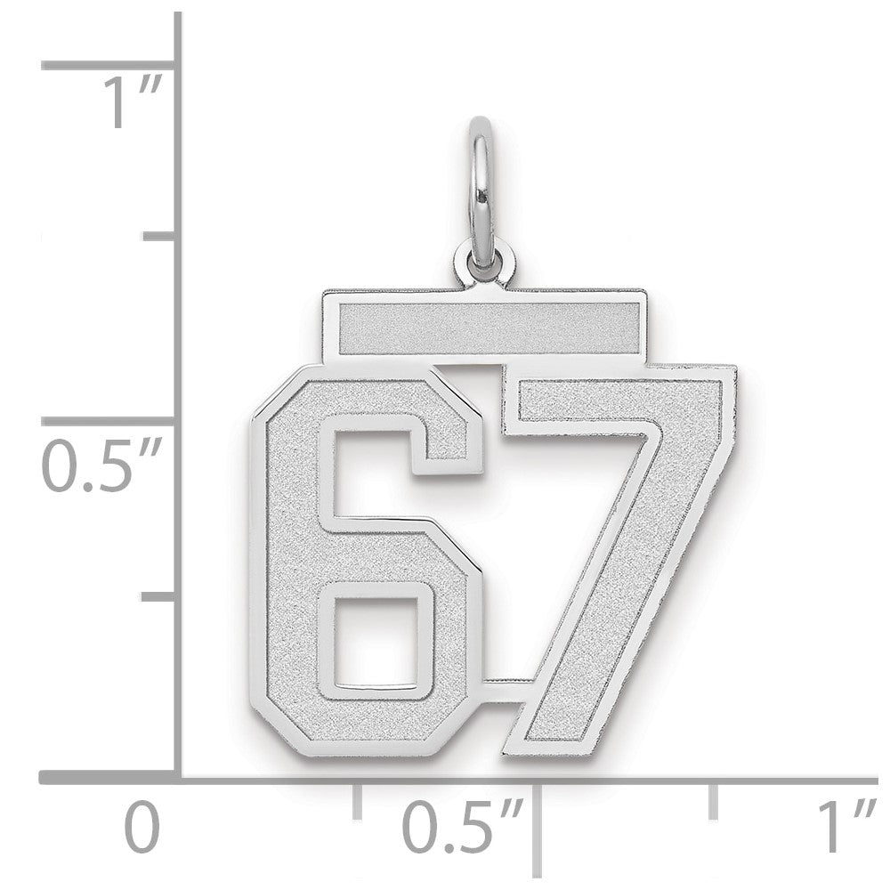14k White Goldw Medium Satin Number 67 Charm