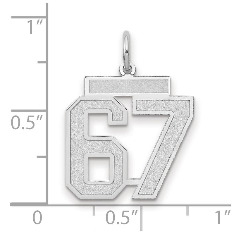 14k White Goldw Medium Satin Number 67 Charm