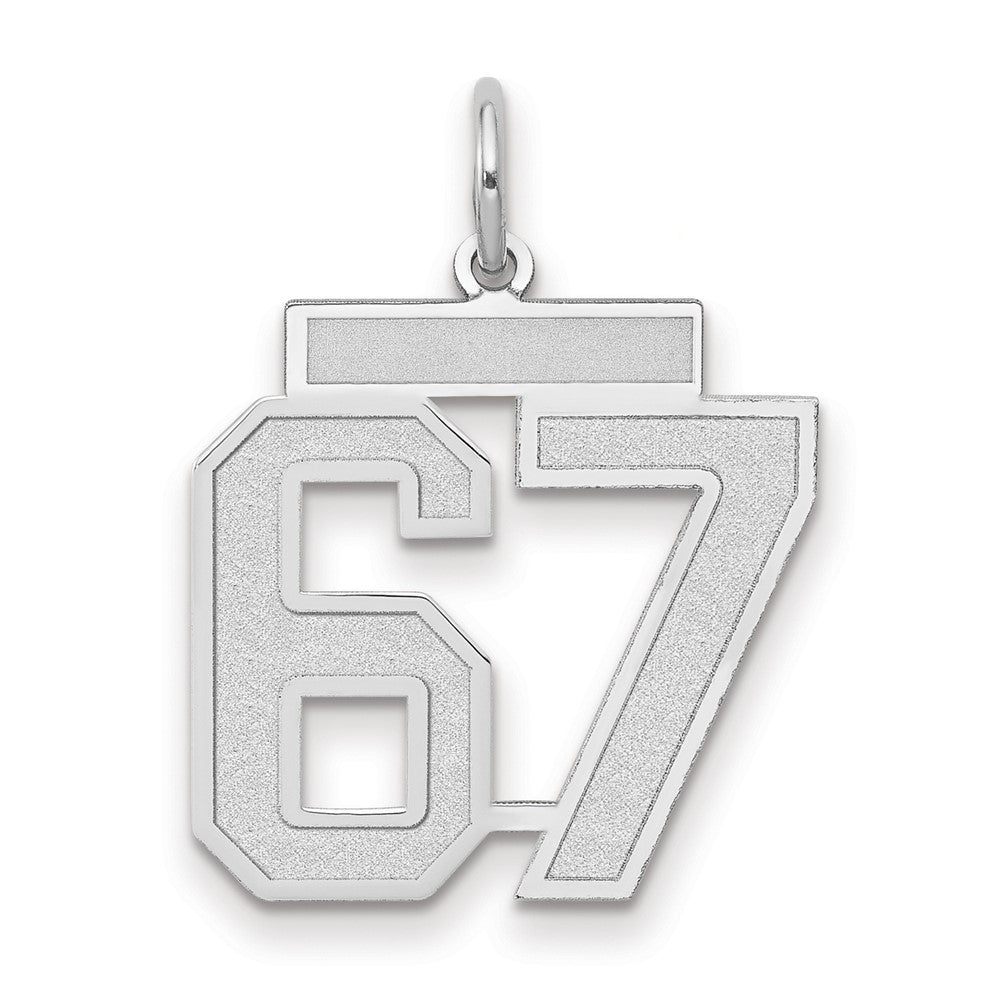 14k White Goldw Medium Satin Number 67 Charm