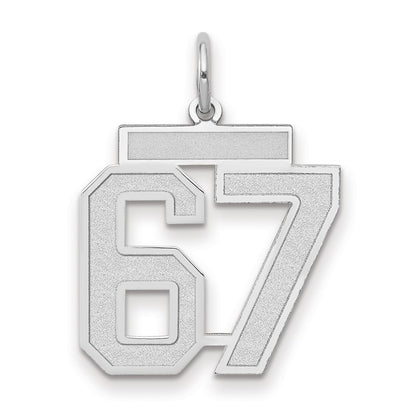 14k White Goldw Medium Satin Number 67 Charm
