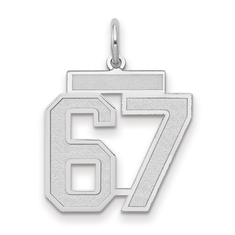 14k White Goldw Medium Satin Number 67 Charm