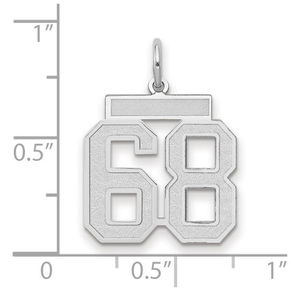 14k White Goldw Medium Satin Number 68 Charm