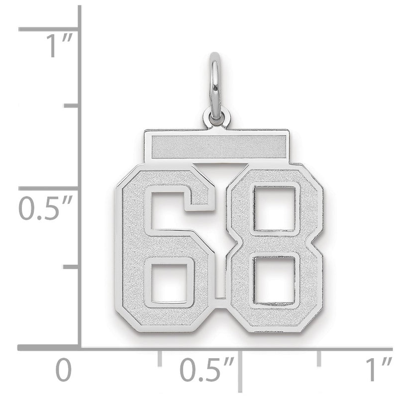 14k White Goldw Medium Satin Number 68 Charm