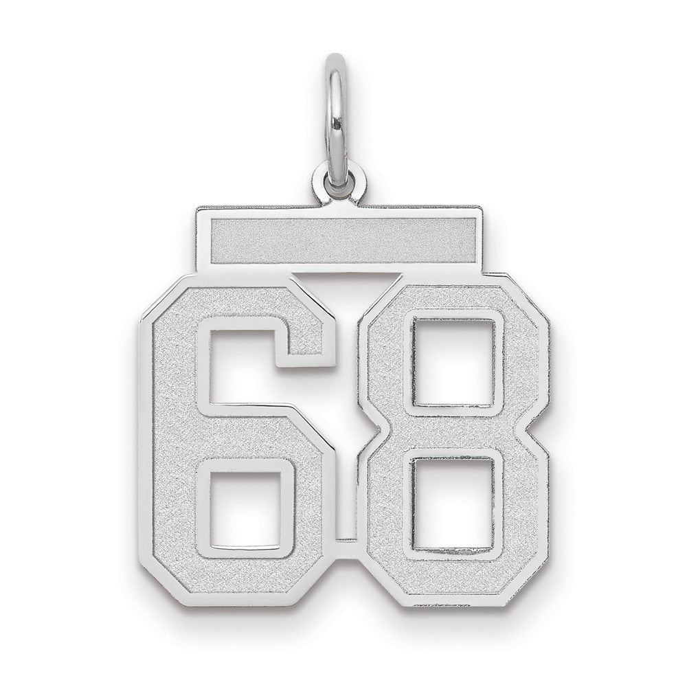 14k White Goldw Medium Satin Number 68 Charm