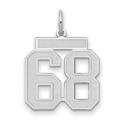 14k White Goldw Medium Satin Number 68 Charm