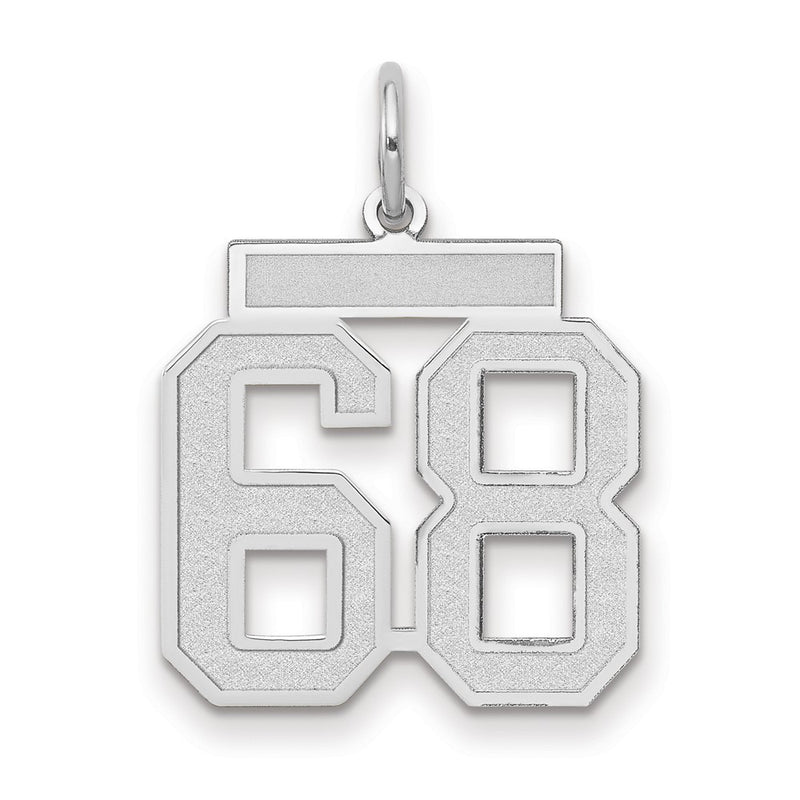 14k White Goldw Medium Satin Number 68 Charm