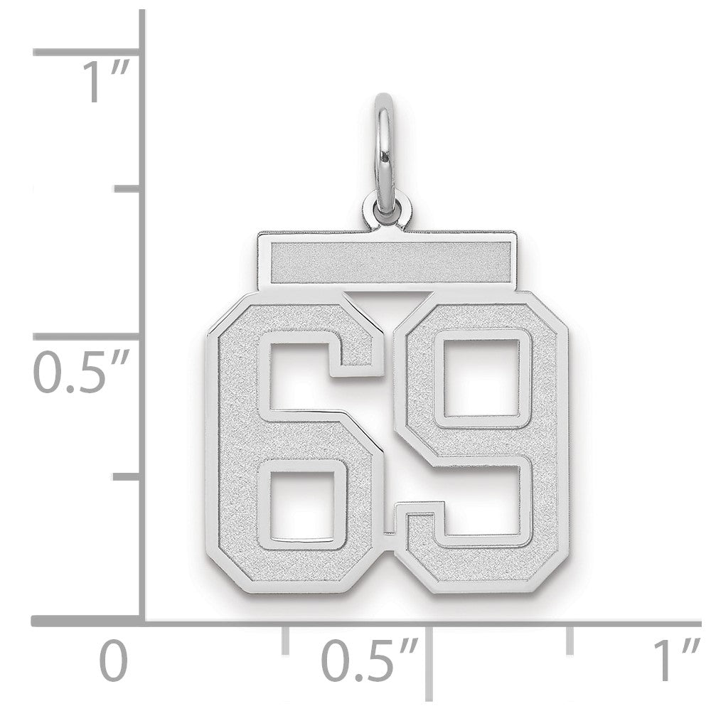 14k White Goldw Medium Satin Number 69 Charm