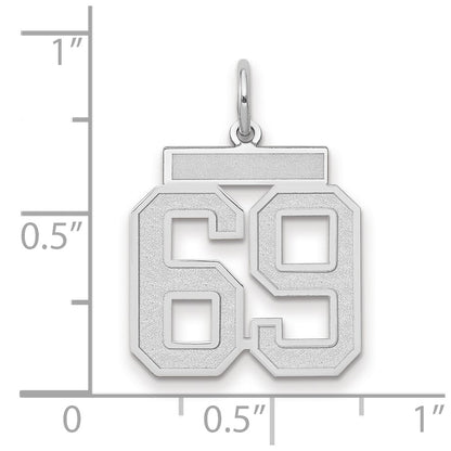 14k White Goldw Medium Satin Number 69 Charm