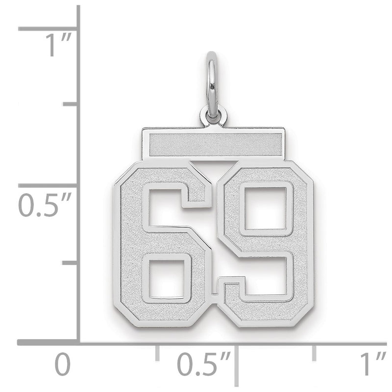 14k White Goldw Medium Satin Number 69 Charm