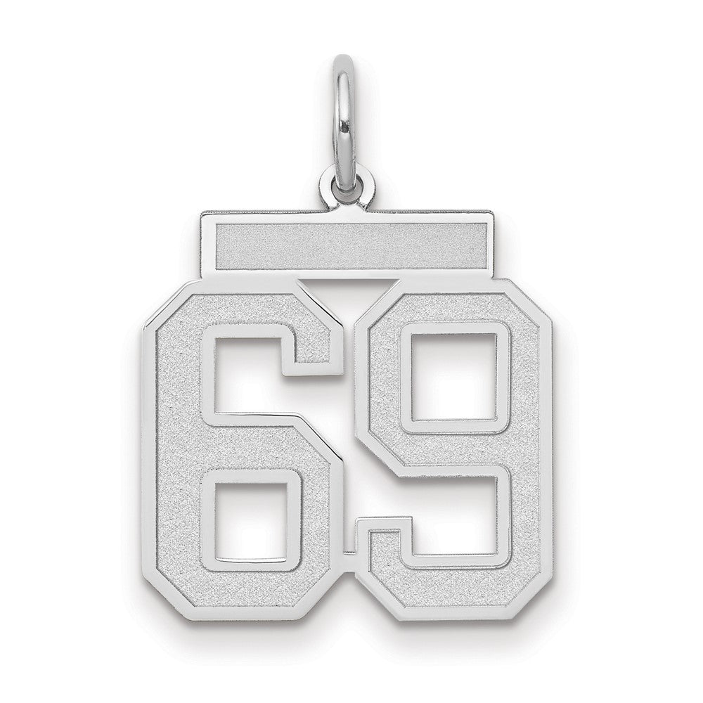 14k White Goldw Medium Satin Number 69 Charm