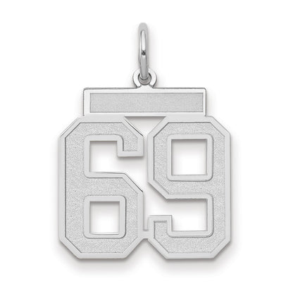 14k White Goldw Medium Satin Number 69 Charm