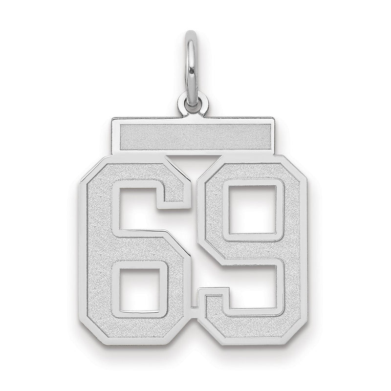 14k White Goldw Medium Satin Number 69 Charm