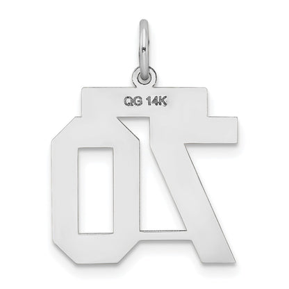 14k White Goldw Medium Satin Number 70 Charm