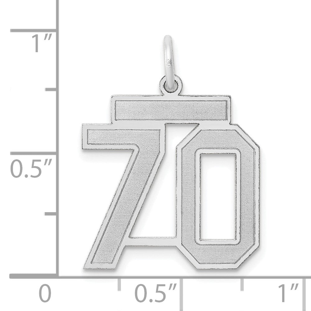 14k White Goldw Medium Satin Number 70 Charm