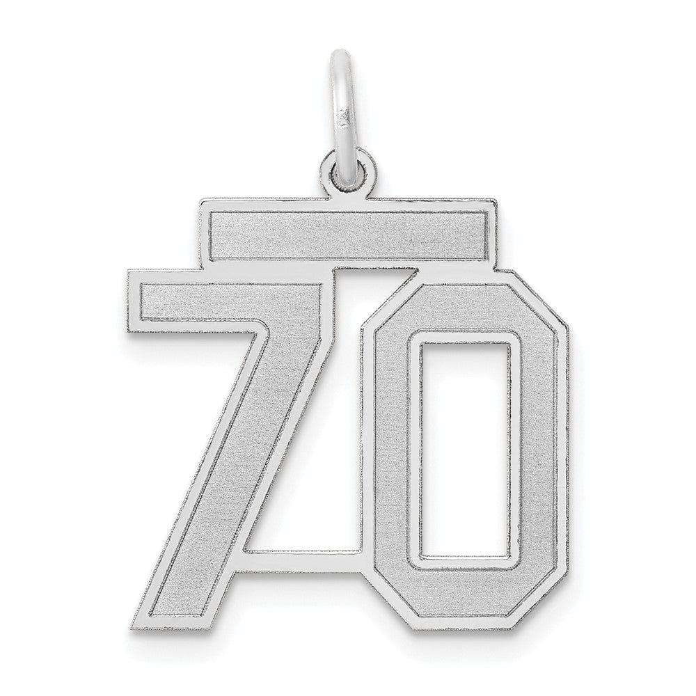 14k White Goldw Medium Satin Number 70 Charm