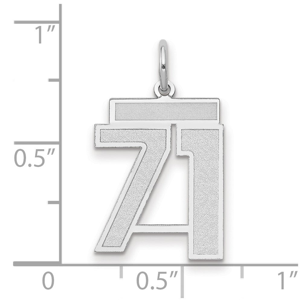 14k White Goldw Medium Satin Number 71 Charm