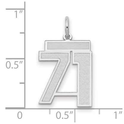14k White Goldw Medium Satin Number 71 Charm