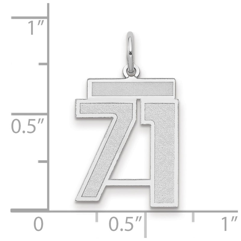 14k White Goldw Medium Satin Number 71 Charm