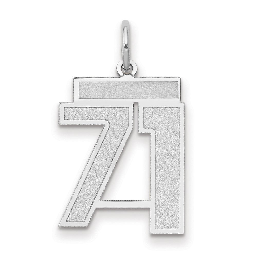 14k White Goldw Medium Satin Number 71 Charm