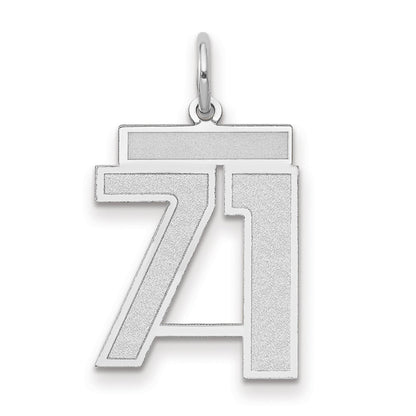14k White Goldw Medium Satin Number 71 Charm