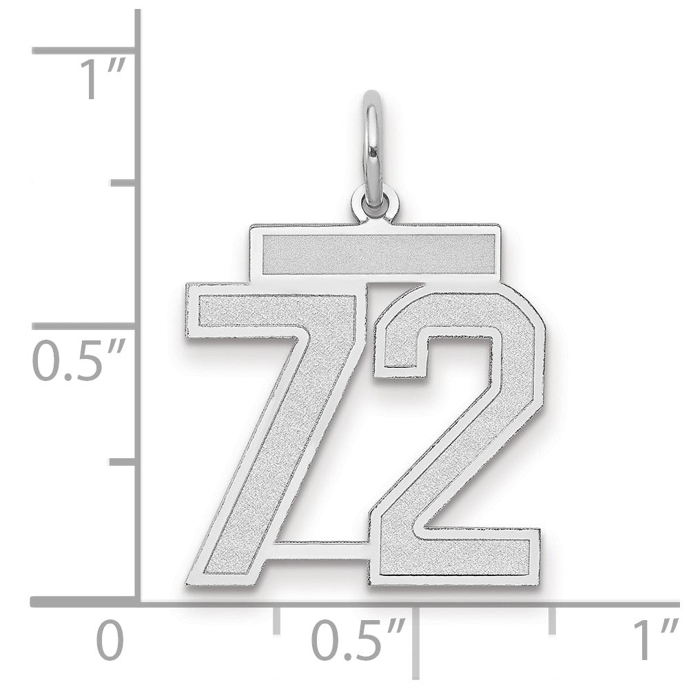 14k White Goldw Medium Satin Number 72 Charm