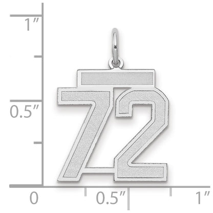 14k White Goldw Medium Satin Number 72 Charm