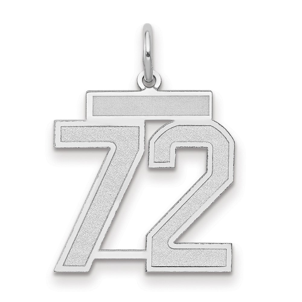 14k White Goldw Medium Satin Number 72 Charm