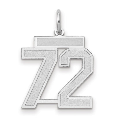 14k White Goldw Medium Satin Number 72 Charm
