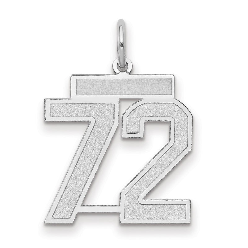 14k White Goldw Medium Satin Number 72 Charm
