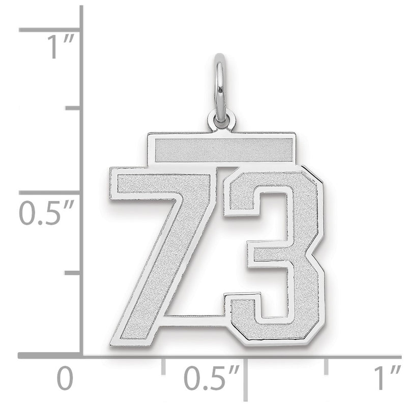 14k White Goldw Medium Satin Number 73 Charm