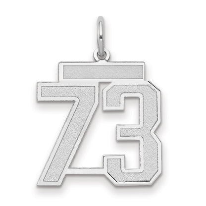 14k White Goldw Medium Satin Number 73 Charm
