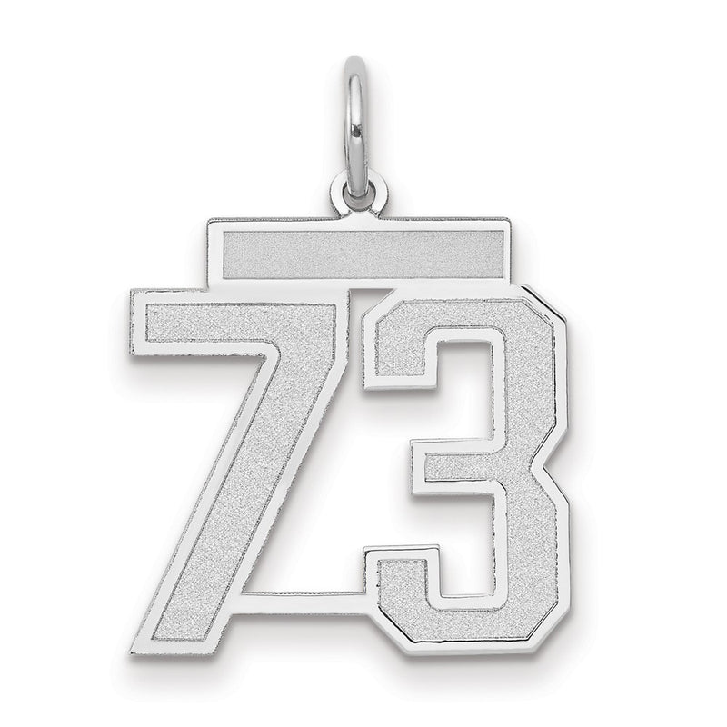14k White Goldw Medium Satin Number 73 Charm