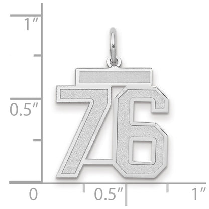 14k White Goldw Medium Satin Number 76 Charm