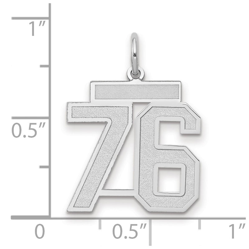 14k White Goldw Medium Satin Number 76 Charm