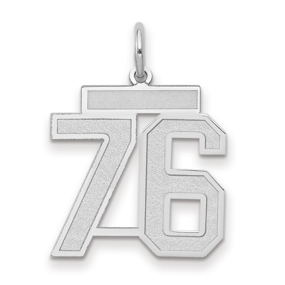 14k White Goldw Medium Satin Number 76 Charm