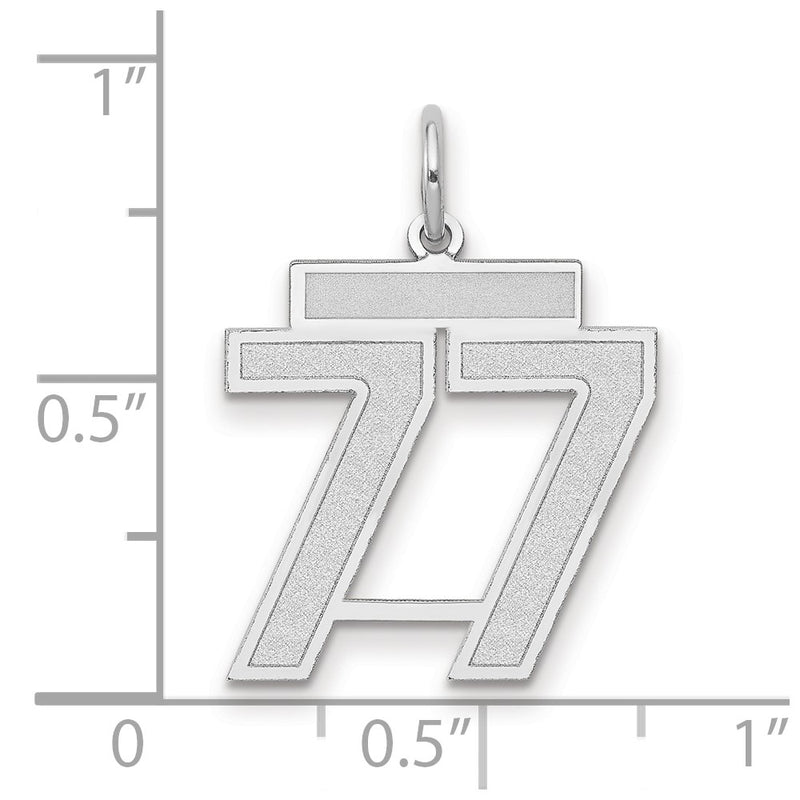 14k White Goldw Medium Satin Number 77 Charm