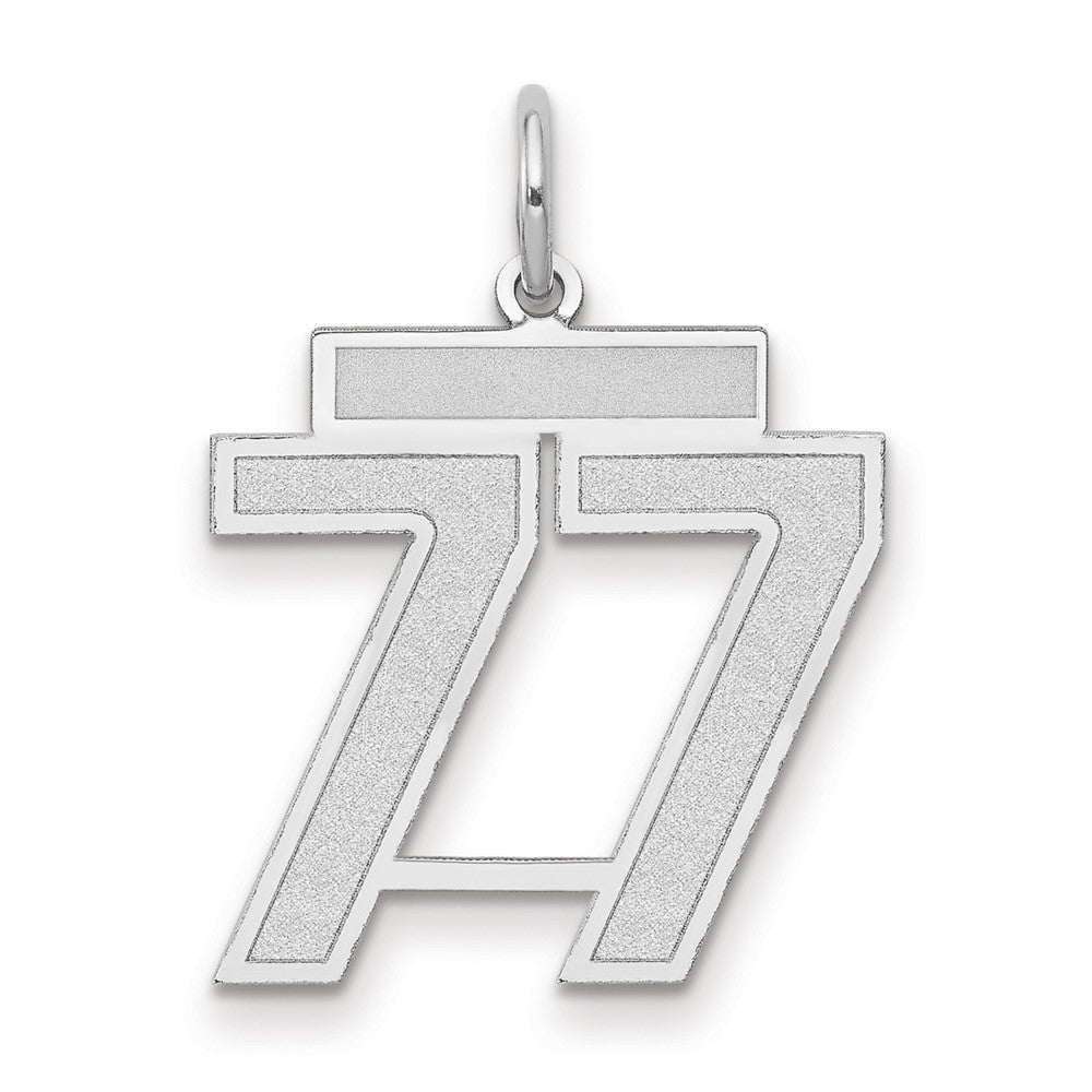 14k White Goldw Medium Satin Number 77 Charm
