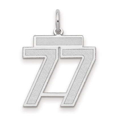 14k White Goldw Medium Satin Number 77 Charm