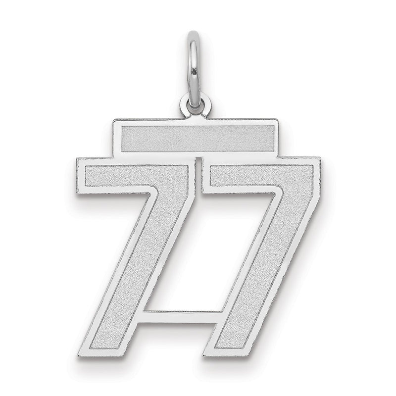 14k White Goldw Medium Satin Number 77 Charm
