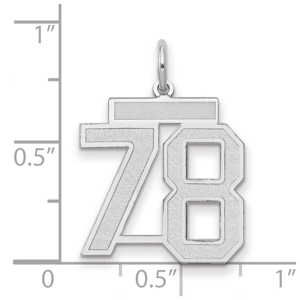 14k White Goldw Medium Satin Number 78 Charm