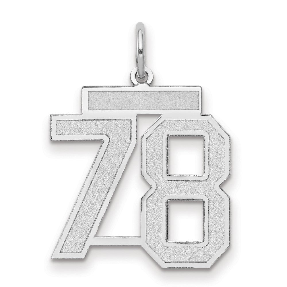 14k White Goldw Medium Satin Number 78 Charm
