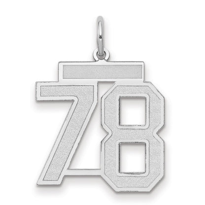 14k White Goldw Medium Satin Number 78 Charm
