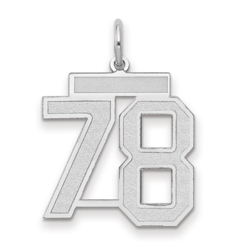 14k White Goldw Medium Satin Number 78 Charm
