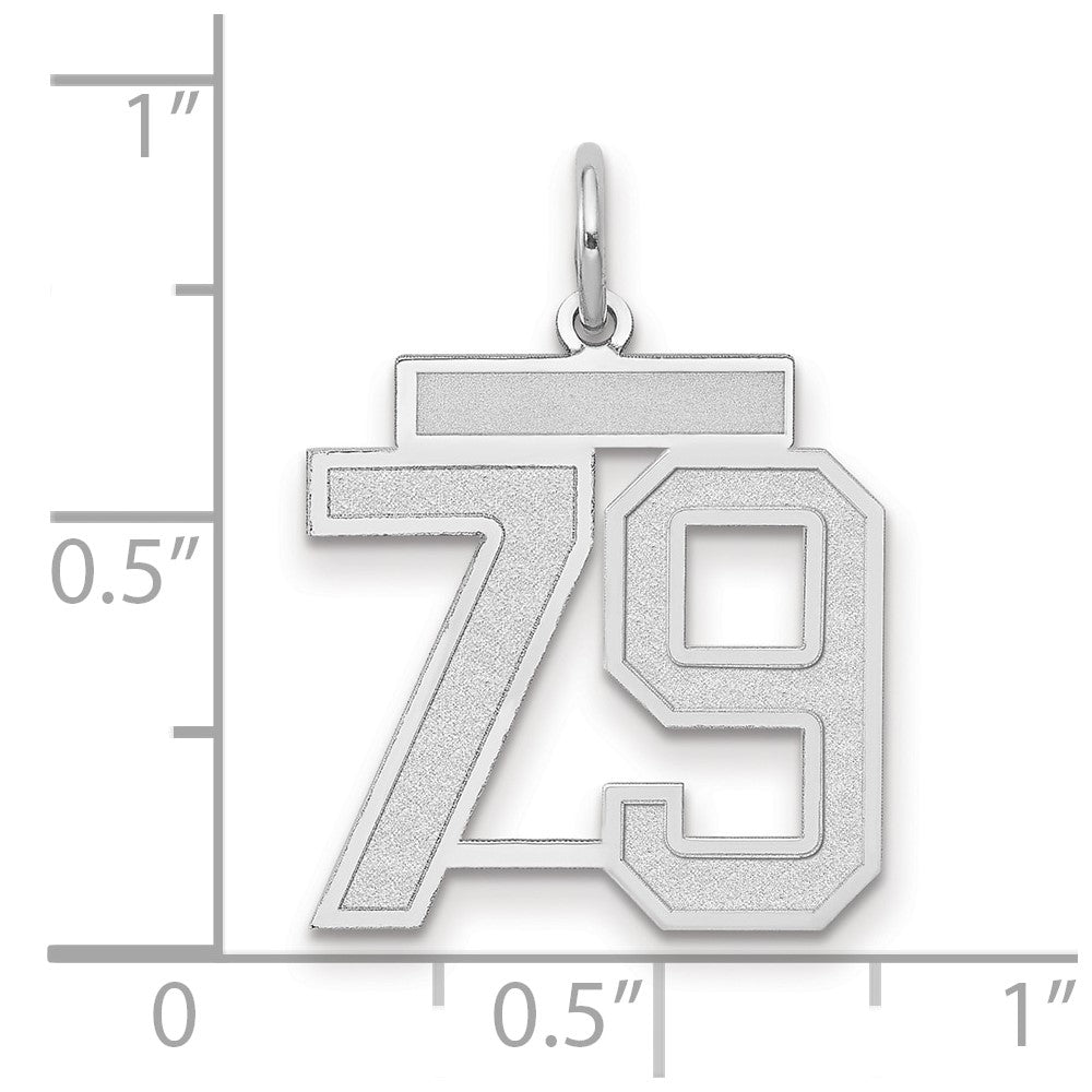 14k White Goldw Medium Satin Number 79 Charm
