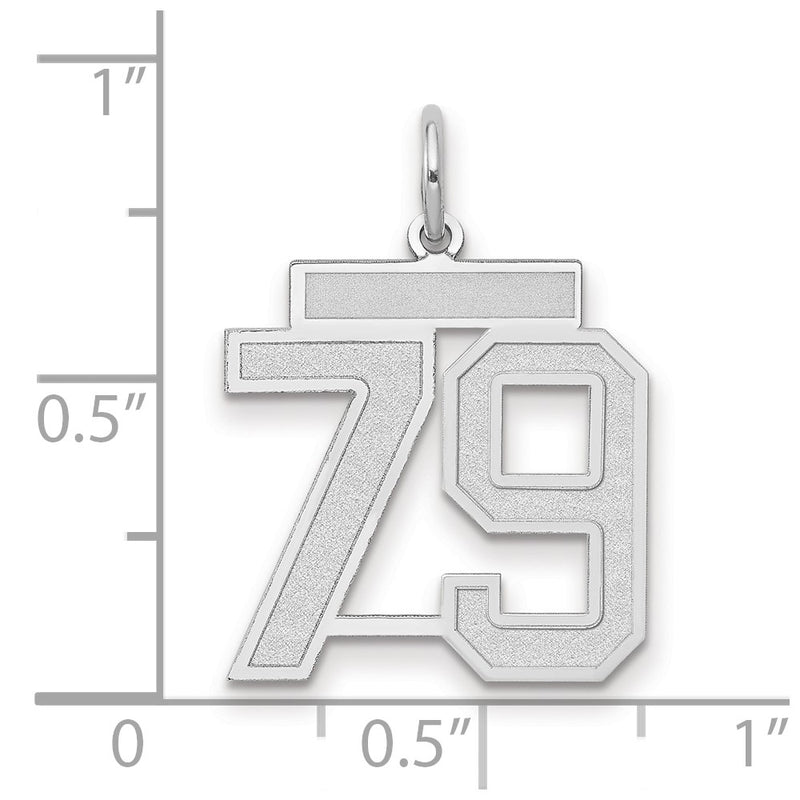 14k White Goldw Medium Satin Number 79 Charm