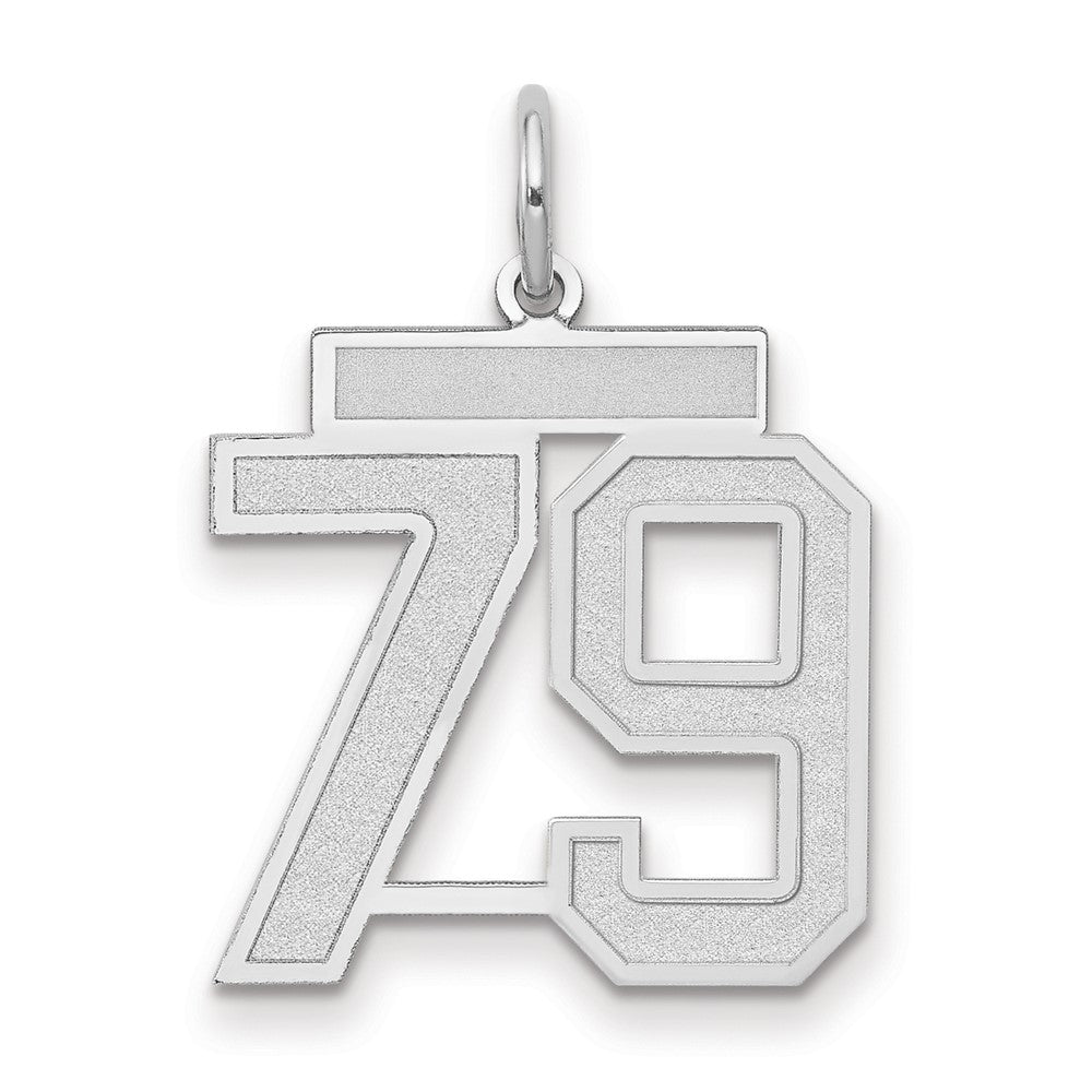 14k White Goldw Medium Satin Number 79 Charm