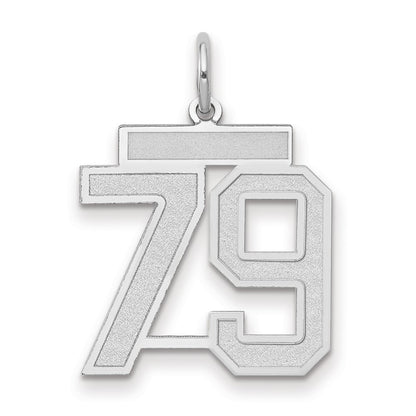 14k White Goldw Medium Satin Number 79 Charm