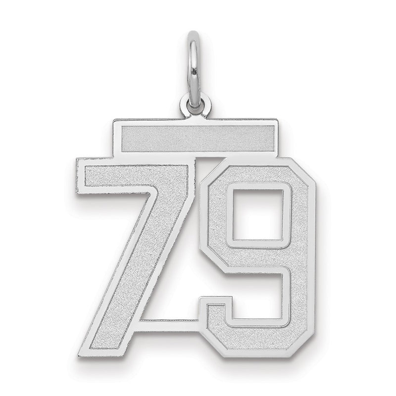 14k White Goldw Medium Satin Number 79 Charm
